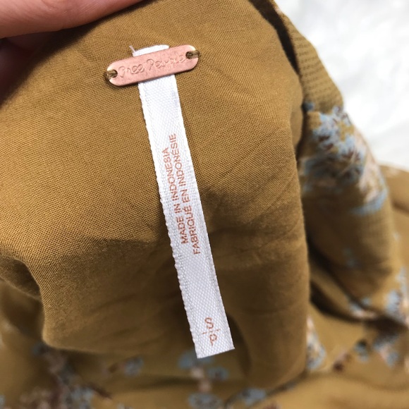 Free People Floral Mustard Bell Sleeve Hippy Dress - Picture 8 of 8